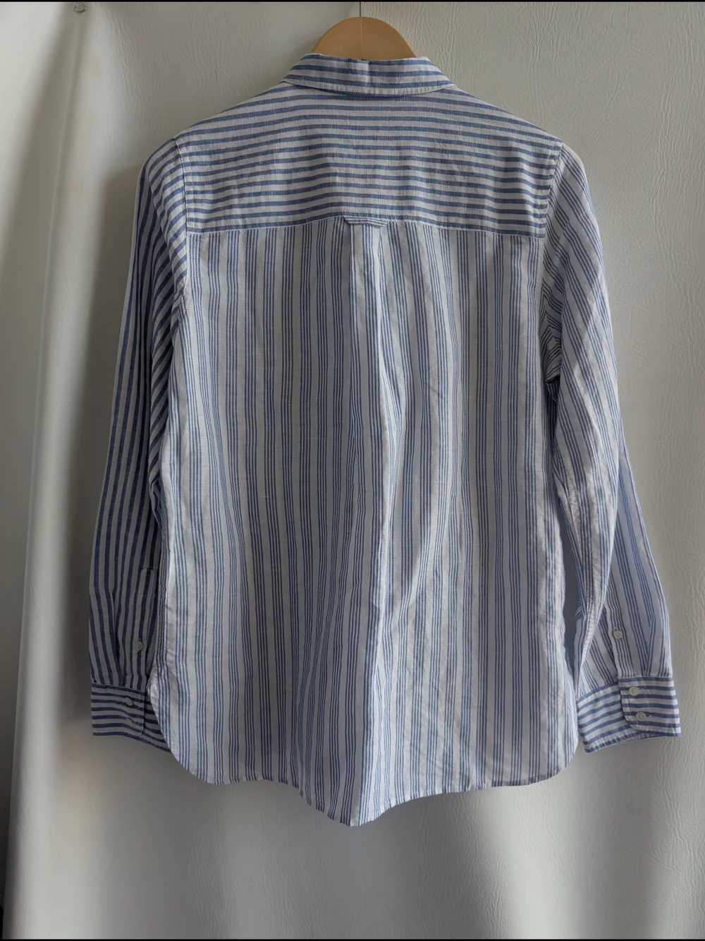 J. Crew Linen Blend Light Blue and White Striped Button-Down Shirt - 10